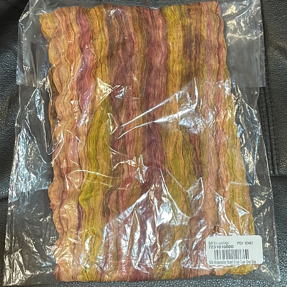 Soft Surroundings Silk Watercolor Scarf Deep Rose Brand New with Tags